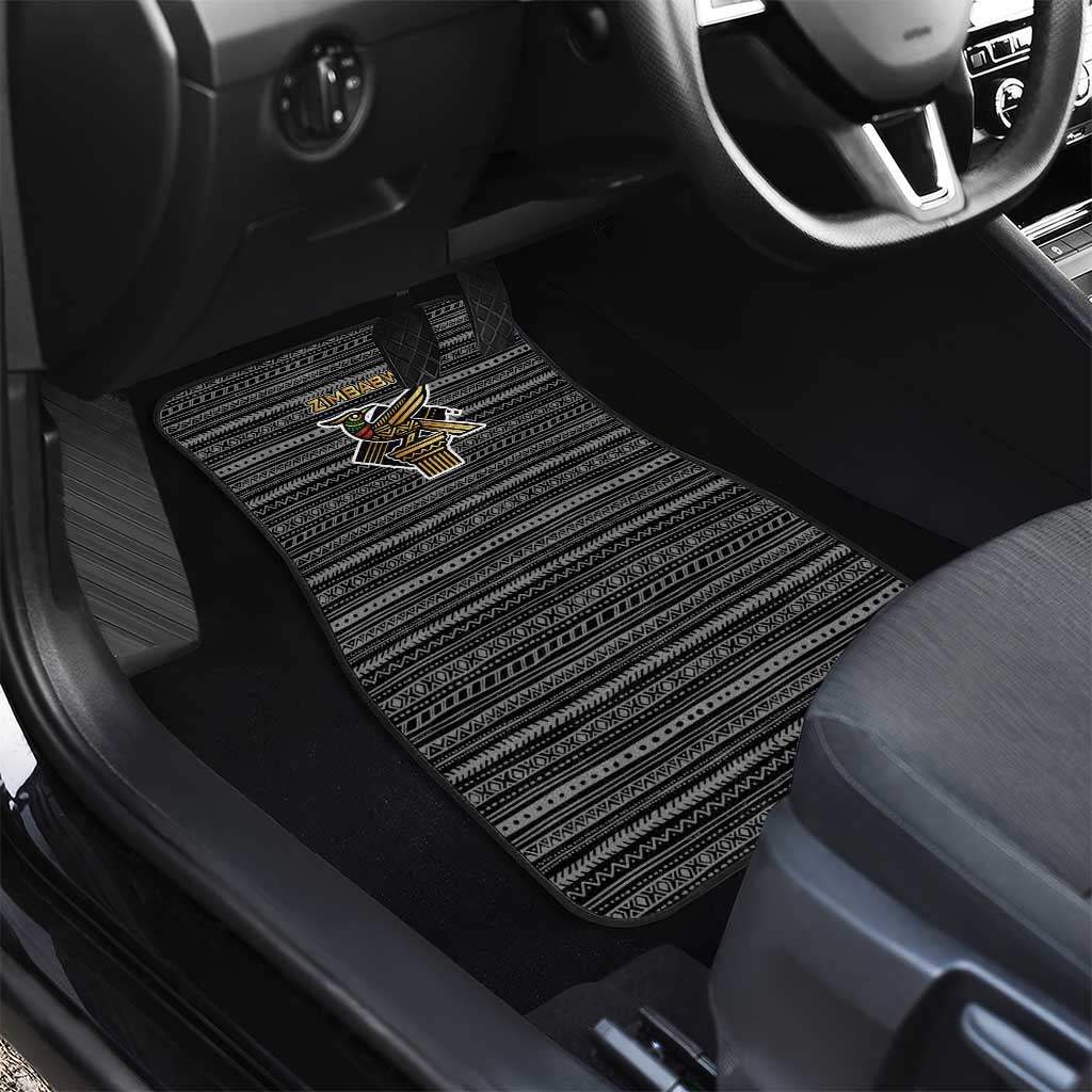 Zimbabwean Bird Statue Car Mats Tribal Pattern Flag Patch and Heritage Symbol