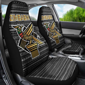 Zimbabwean Bird Statue Car Seat Cover Tribal Pattern Flag Patch and Heritage Symbol