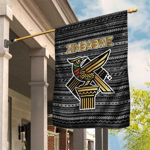 Zimbabwean Bird Statue Garden Flag Tribal Pattern Flag Patch and Heritage Symbol