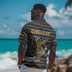 Zimbabwean Bird Statue Hawaiian Shirt Tribal Pattern Flag Patch and Heritage Symbol