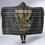 Zimbabwean Bird Statue Hooded Blanket Tribal Pattern Flag Patch and Heritage Symbol