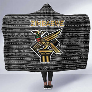 Zimbabwean Bird Statue Hooded Blanket Tribal Pattern Flag Patch and Heritage Symbol