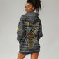 Zimbabwean Bird Statue Hoodie Dress Tribal Pattern Flag Patch and Heritage Symbol
