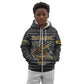 Zimbabwean Bird Statue Kid Hoodie Tribal Pattern Flag Patch and Heritage Symbol