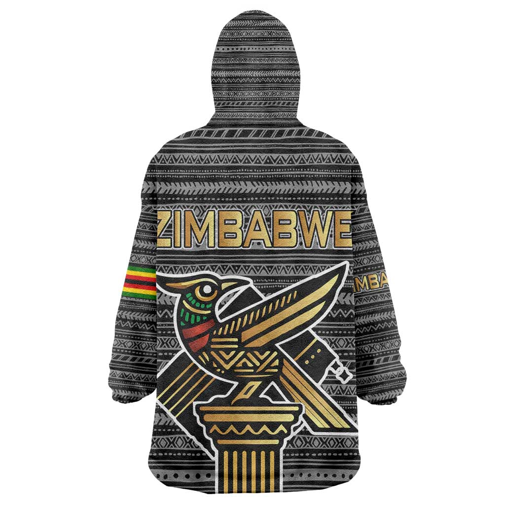 Zimbabwean Bird Statue Kid Wearable Blanket Hoodie Tribal Pattern Flag Patch and Heritage Symbol