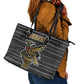 Zimbabwean Bird Statue Leather Tote Bag Tribal Pattern Flag Patch and Heritage Symbol