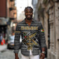 Zimbabwean Bird Statue Long Sleeve Button Shirt Tribal Pattern Flag Patch and Heritage Symbol