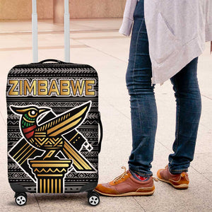 Zimbabwean Bird Statue Luggage Cover Tribal Pattern Flag Patch and Heritage Symbol