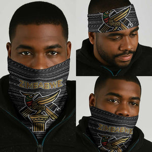 Zimbabwean Bird Statue Neck Gaiter Tribal Pattern Flag Patch and Heritage Symbol TS04
