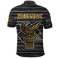 Zimbabwean Bird Statue Polo Shirt Tribal Pattern Flag Patch and Heritage Symbol