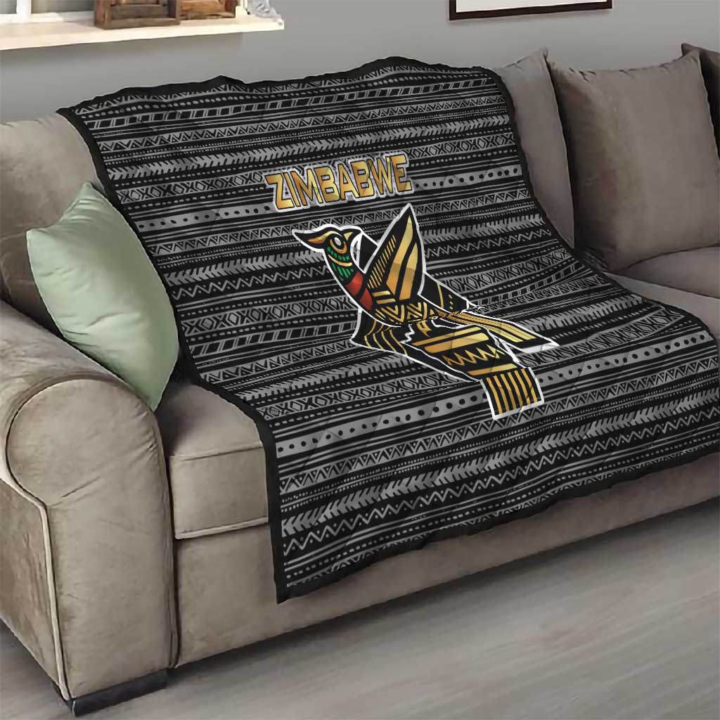Zimbabwean Bird Statue Quilt Tribal Pattern Flag Patch and Heritage Symbol