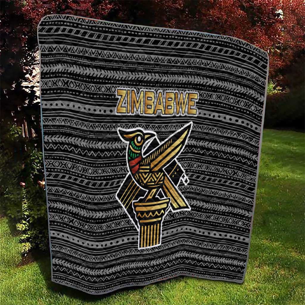 Zimbabwean Bird Statue Quilt Tribal Pattern Flag Patch and Heritage Symbol