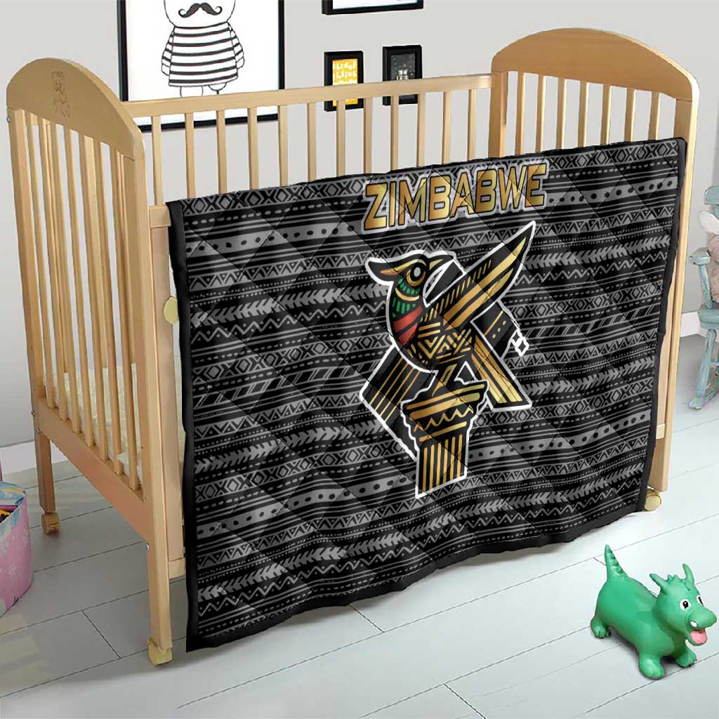 Zimbabwean Bird Statue Quilt Tribal Pattern Flag Patch and Heritage Symbol