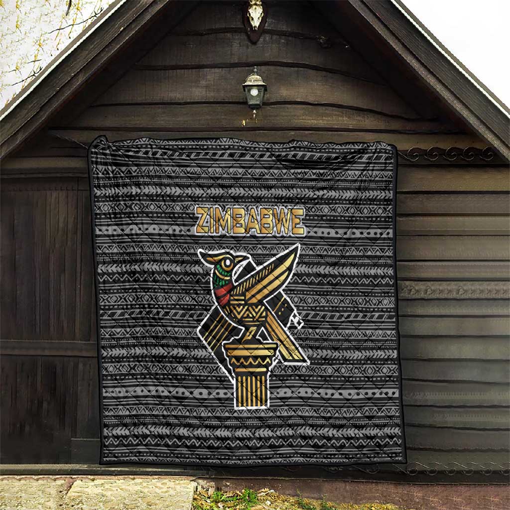 Zimbabwean Bird Statue Quilt Tribal Pattern Flag Patch and Heritage Symbol
