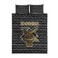 Zimbabwean Bird Statue Quilt Bed Set Tribal Pattern Flag Patch and Heritage Symbol