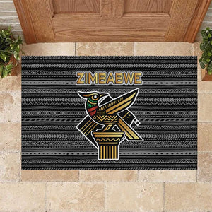 Zimbabwean Bird Statue Rubber Doormat Tribal Pattern Flag Patch and Heritage Symbol