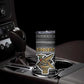 Zimbabwean Bird Statue Skinny Tumbler Tribal Pattern Flag Patch and Heritage Symbol