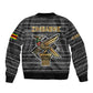 Zimbabwean Bird Statue Sleeve Zip Bomber Jacket Tribal Pattern Flag Patch and Heritage Symbol