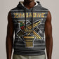 Zimbabwean Bird Statue Sleeveless Hoodie Tribal Pattern Flag Patch and Heritage Symbol - African Pride