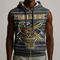 Zimbabwean Bird Statue Sleeveless Zip Hoodie Tribal Pattern Flag Patch and Heritage Symbol - African Pride