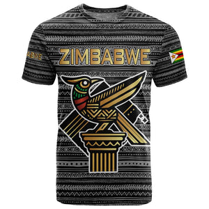 Zimbabwean Bird Statue T shirt Tribal Pattern Flag Patch and Heritage Symbol