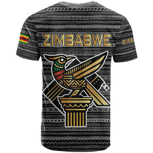 Zimbabwean Bird Statue T shirt Tribal Pattern Flag Patch and Heritage Symbol