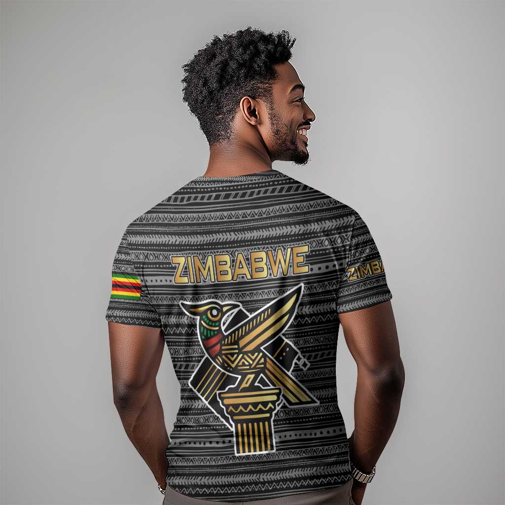 Zimbabwean Bird Statue T shirt Tribal Pattern Flag Patch and Heritage Symbol