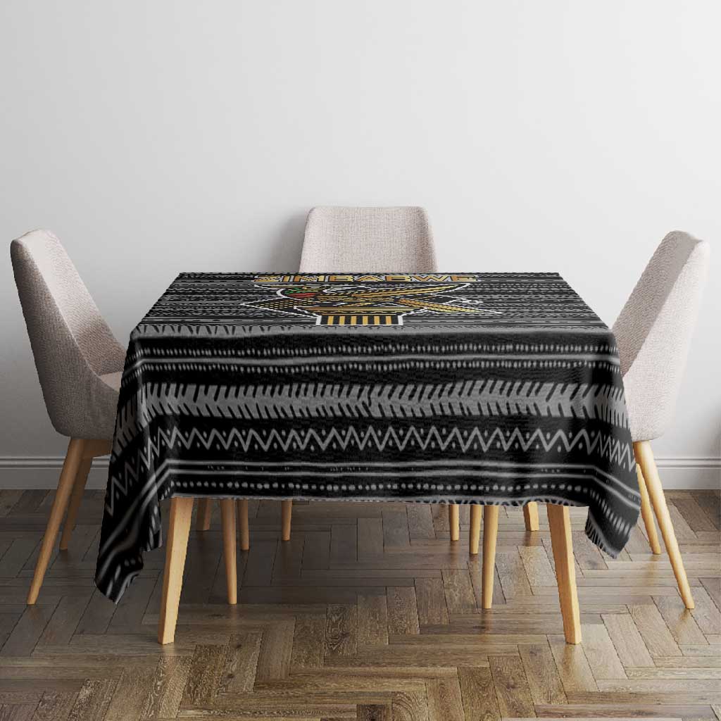 Zimbabwean Bird Statue Tablecloth Tribal Pattern Flag Patch and Heritage Symbol