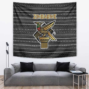 Zimbabwean Bird Statue Tapestry Tribal Pattern Flag Patch and Heritage Symbol