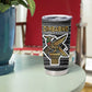 Zimbabwean Bird Statue Tumbler Cup Tribal Pattern Flag Patch and Heritage Symbol
