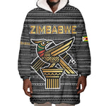 Zimbabwean Bird Statue Wearable Blanket Hoodie Tribal Pattern Flag Patch and Heritage Symbol