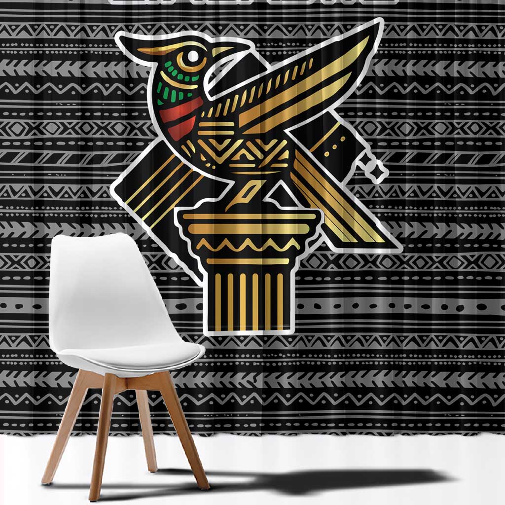 Zimbabwean Bird Statue Window Curtain Tribal Pattern Flag Patch and Heritage Symbol