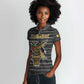 Zimbabwean Bird Statue Women Polo Shirt Tribal Pattern Flag Patch and Heritage Symbol