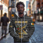 Zimbabwean Bird Statue Zip Hoodie Tribal Pattern Flag Patch and Heritage Symbol