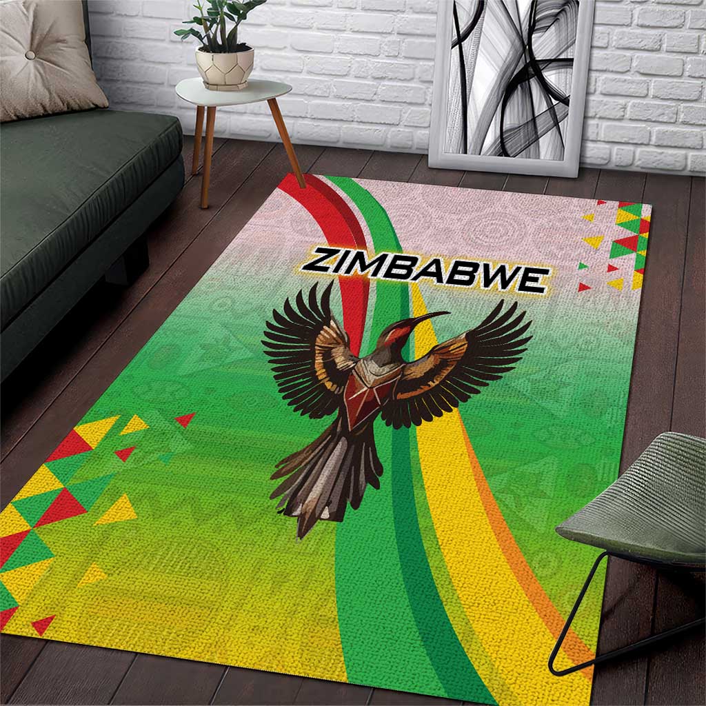 Vibe Zimbabwe Area Rug Tribal-Inspired Background with Geometric Flag Color Design
