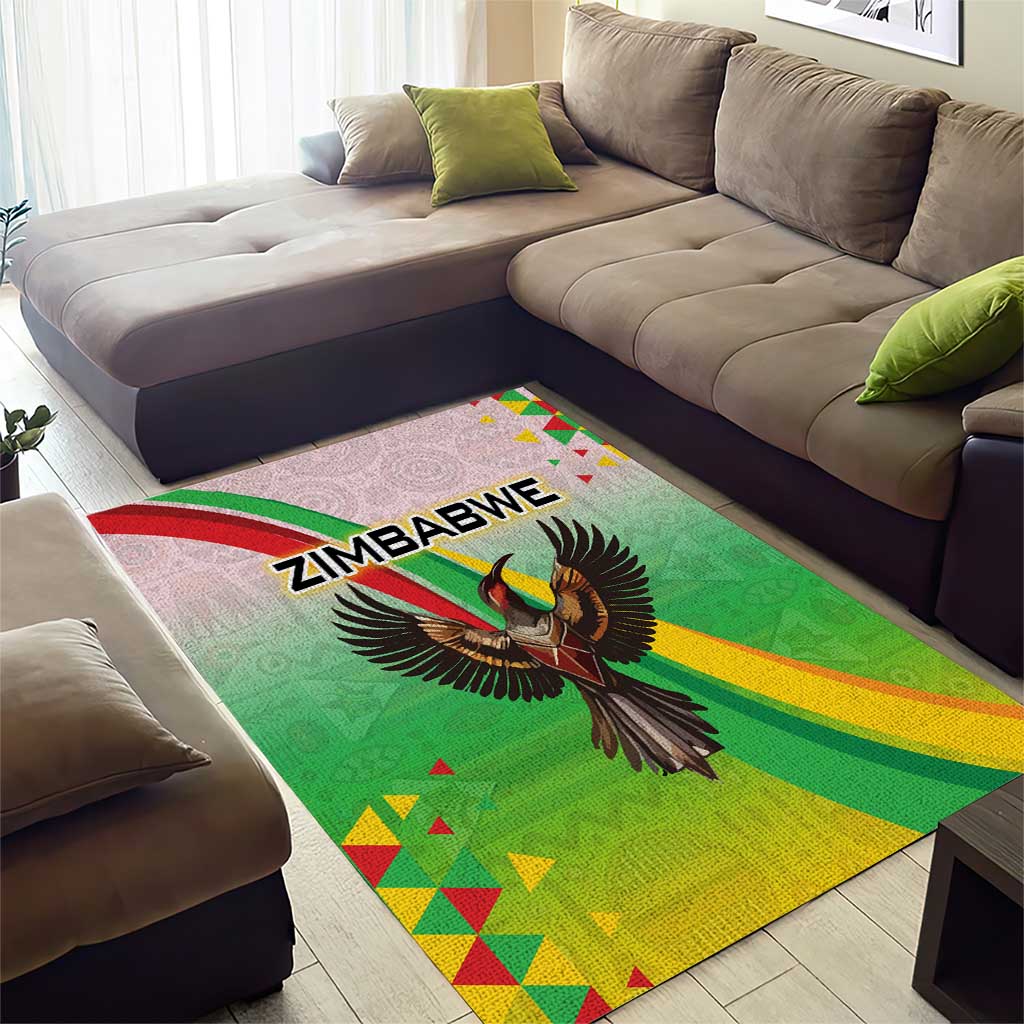 Vibe Zimbabwe Area Rug Tribal-Inspired Background with Geometric Flag Color Design