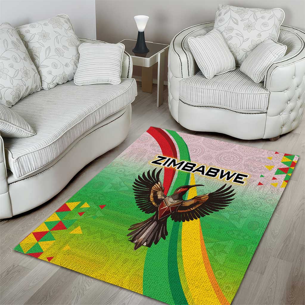 Vibe Zimbabwe Area Rug Tribal-Inspired Background with Geometric Flag Color Design