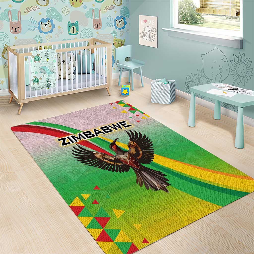 Vibe Zimbabwe Area Rug Tribal-Inspired Background with Geometric Flag Color Design