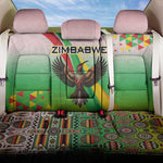 Vibe Zimbabwe Back Car Seat Cover Tribal-Inspired Background with Geometric Flag Color Design