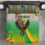 Vibe Zimbabwe Bedding Set Tribal-Inspired Background with Geometric Flag Color Design