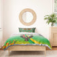 Vibe Zimbabwe Bedding Set Tribal-Inspired Background with Geometric Flag Color Design