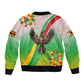 Vibe Zimbabwe Bomber Jacket Tribal-Inspired Background with Geometric Flag Color Design