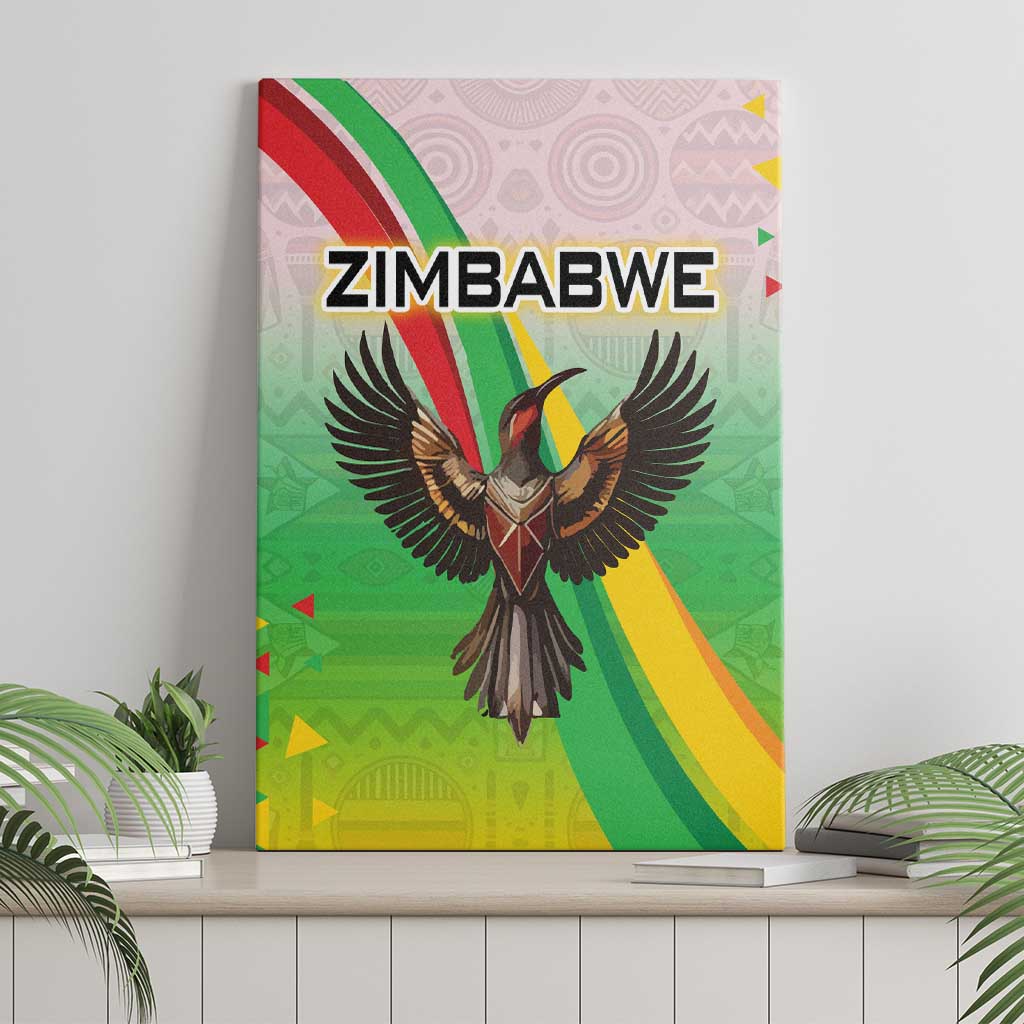 Vibe Zimbabwe Canvas Wall Art Tribal-Inspired Background with Geometric Flag Color Design