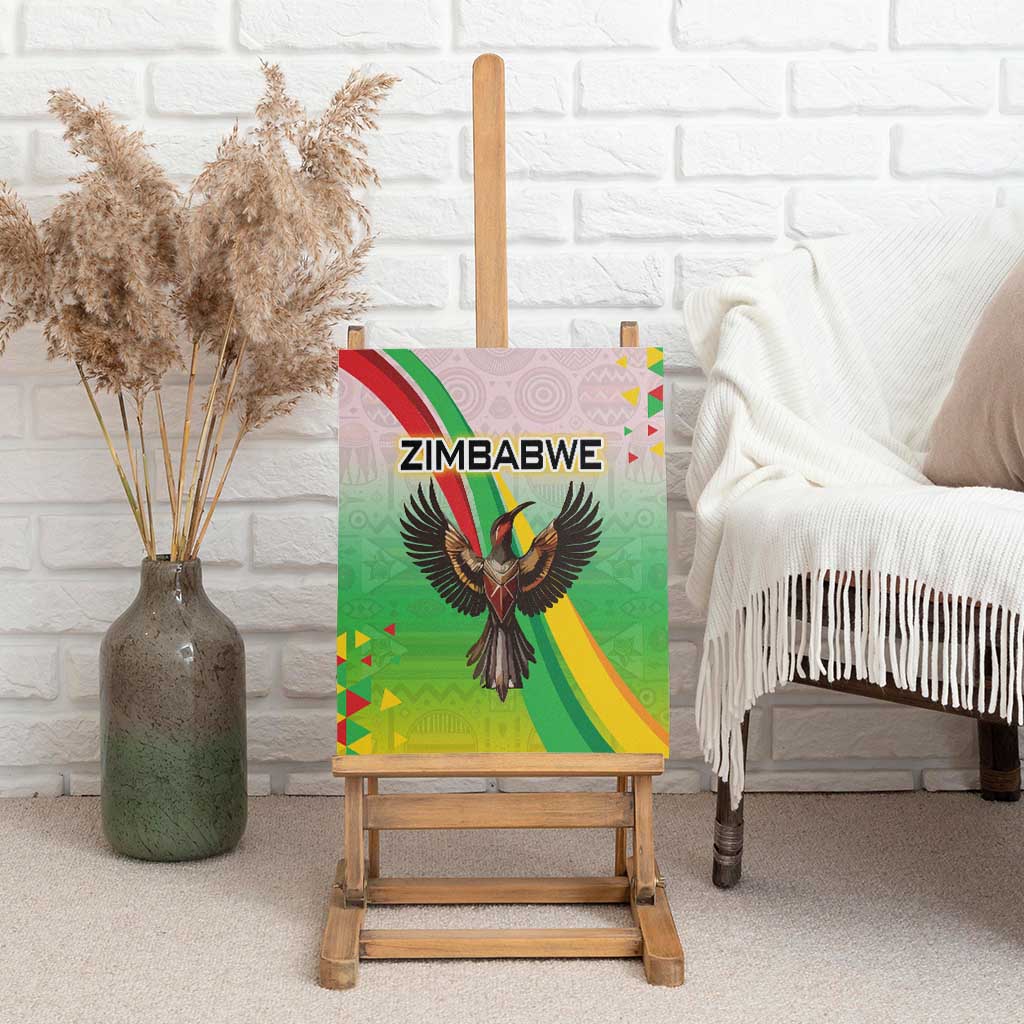 Vibe Zimbabwe Canvas Wall Art Tribal-Inspired Background with Geometric Flag Color Design