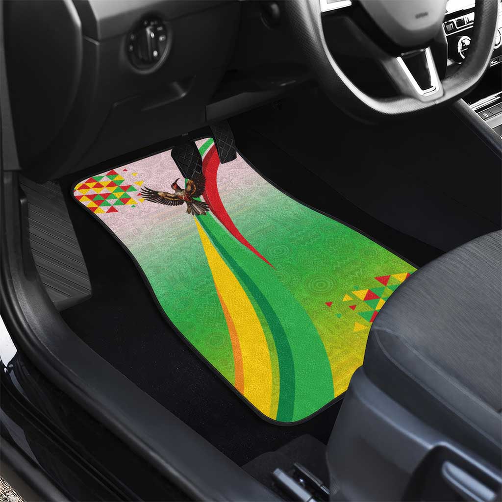 Vibe Zimbabwe Car Mats Tribal-Inspired Background with Geometric Flag Color Design