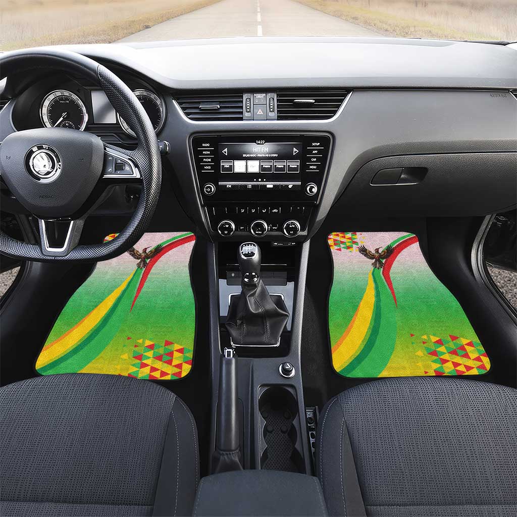 Vibe Zimbabwe Car Mats Tribal-Inspired Background with Geometric Flag Color Design