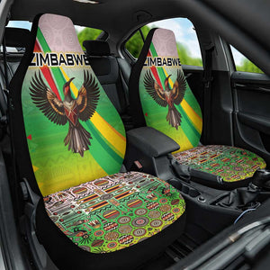 Vibe Zimbabwe Car Seat Cover Tribal-Inspired Background with Geometric Flag Color Design