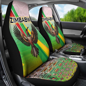 Vibe Zimbabwe Car Seat Cover Tribal-Inspired Background with Geometric Flag Color Design