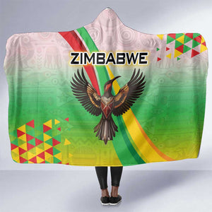 Vibe Zimbabwe Hooded Blanket Tribal-Inspired Background with Geometric Flag Color Design