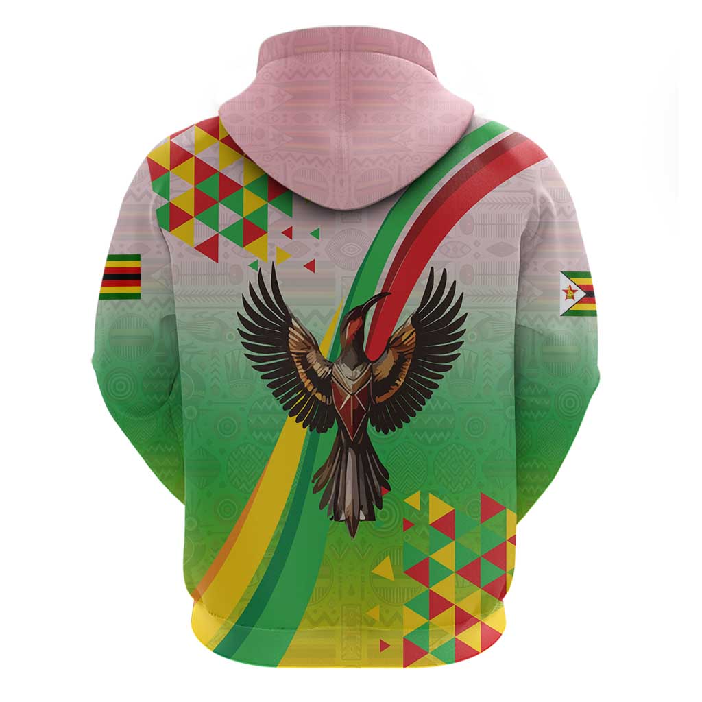 Vibe Zimbabwe Hoodie Tribal-Inspired Background with Geometric Flag Color Design